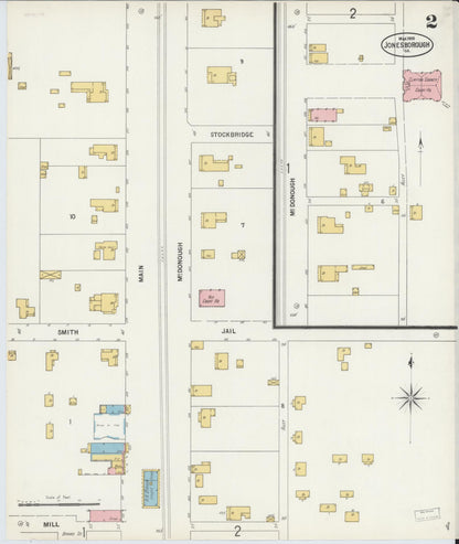 Sanborn Fire Insurance Map from Jonesboro, Clayton County, Georgia (1900), Sheet #0002 - Complete Map Set gallery image, historic Sanborn map, vintage wall art, Georgia Georgia