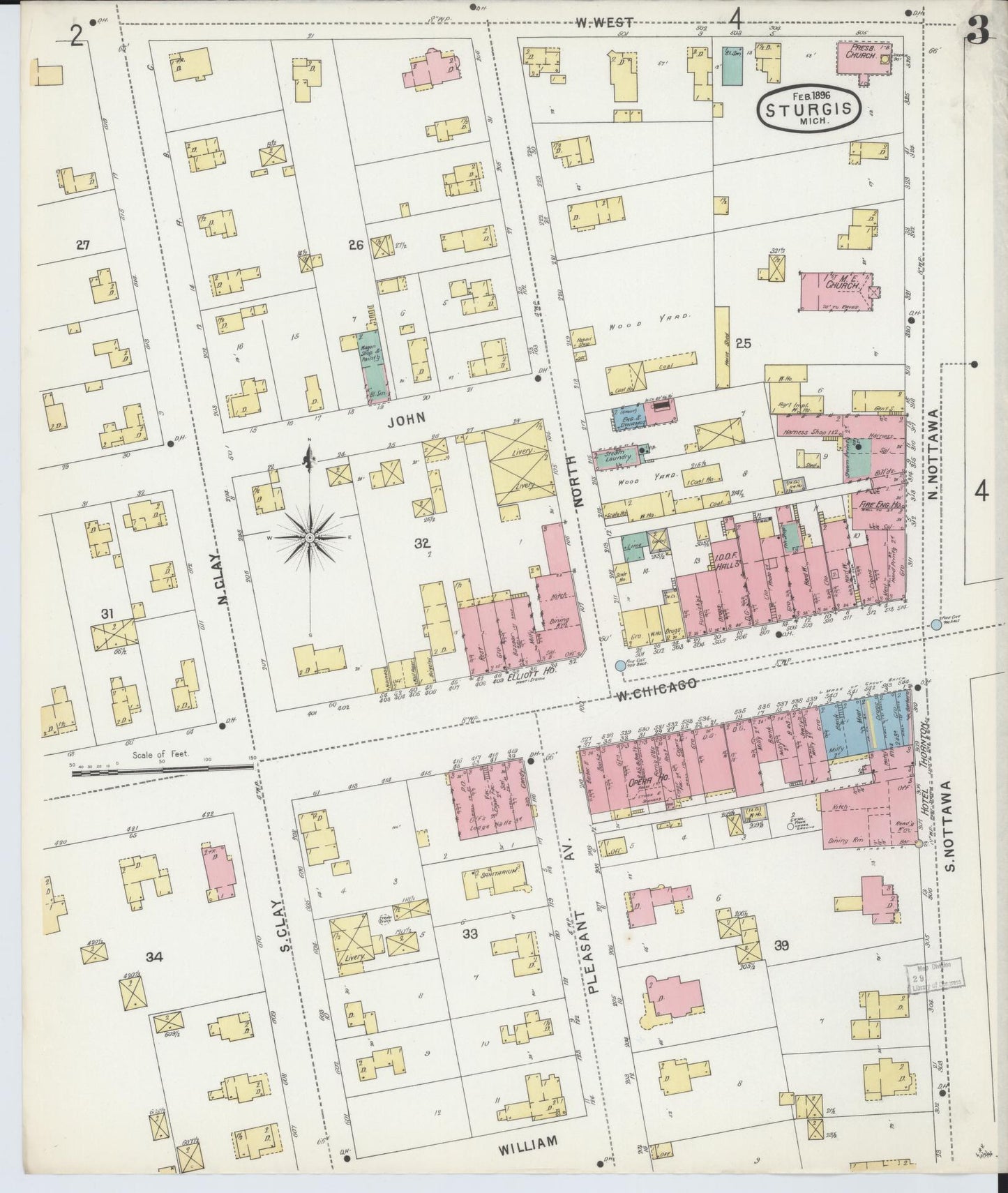 Sanborn Fire Insurance Map from Sturgis, Saint Joseph County, Michigan (1895), Sheet #0003 - Historic Sanborn Fire Insurance Map Print, vintage old map wall art, antique decor, genealogy gift, Michigan Michigan map