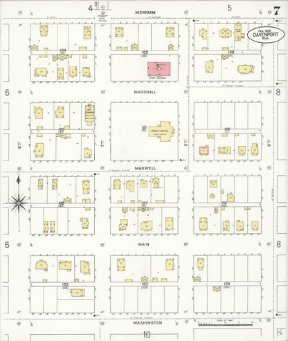 Sanborn Fire Insurance Map from Davenport, Lincoln County, Washington (1909), Sheet #0007 - Complete Map Set gallery image, historic Sanborn map, vintage wall art, Washington Washington