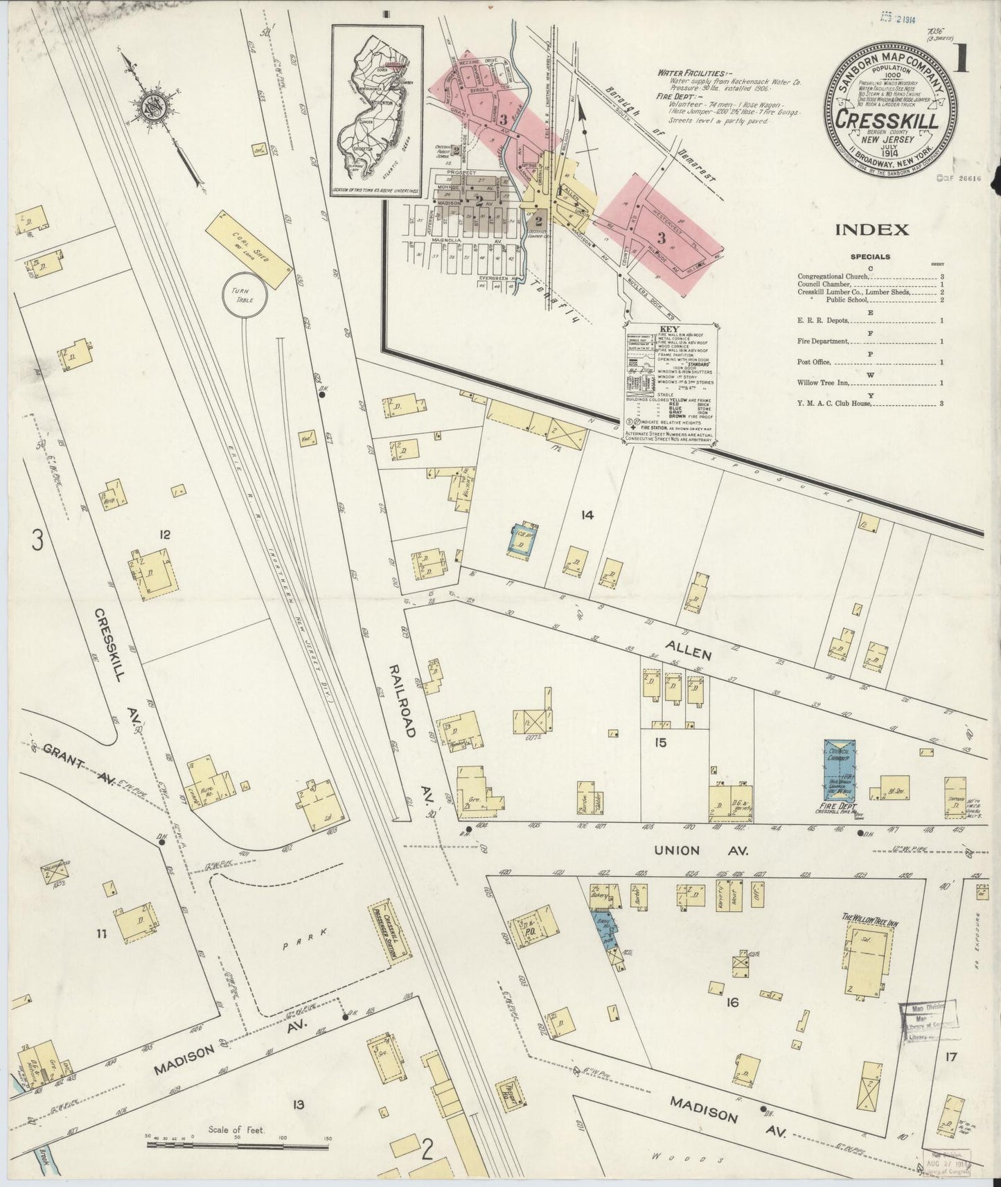 Sanborn Fire Insurance Map from Cresskill, Bergen County, New Jersey. (1914) – Historic Sanborn Fire Insurance Map Print