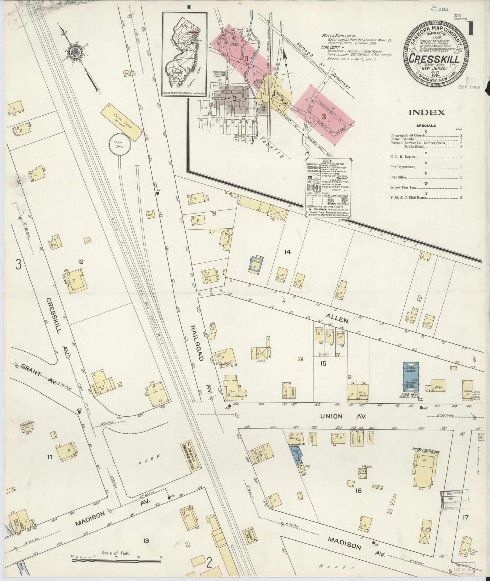 Sanborn Fire Insurance Map from Cresskill, Bergen County, New Jersey. (1914) – Historic Sanborn Fire Insurance Map Print