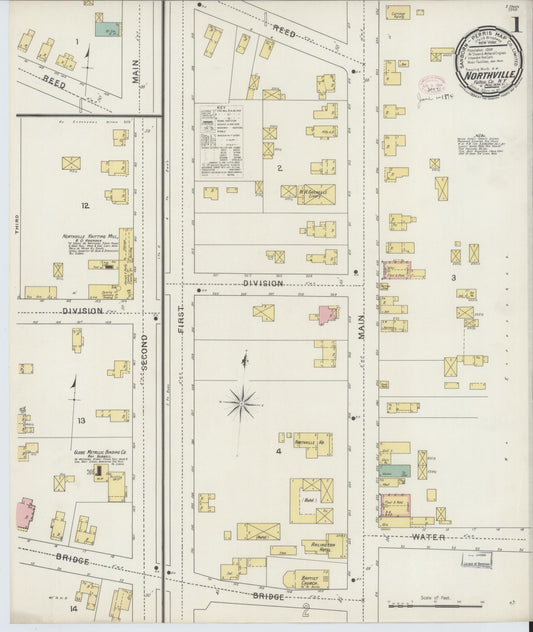 Sanborn Fire Insurance Map from Northville, Fulton County, New York (1894), Sheet #0001 - Historic Sanborn Fire Insurance Map Print, vintage old map wall art, antique decor, genealogy gift, New York New York map