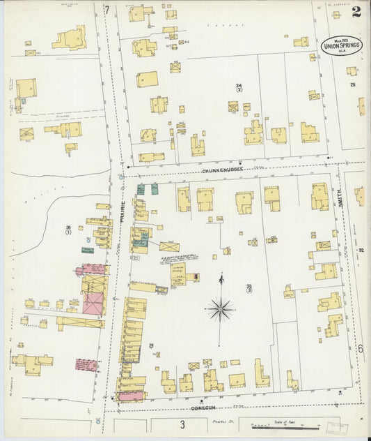 Sanborn Fire Insurance Map from Union Springs, Bullock County, Alabama (1903), Sheet #0002 - Historic Sanborn Fire Insurance Map Print, vintage old map wall art, antique decor, genealogy gift, Alabama Alabama map