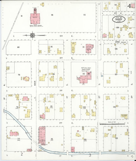 Sanborn Fire Insurance Map from Sandy, Salt Lake County, Utah (1911), Sheet #0004 - Historic Sanborn Fire Insurance Map Print, vintage old map wall art, antique decor, genealogy gift, Utah Utah map