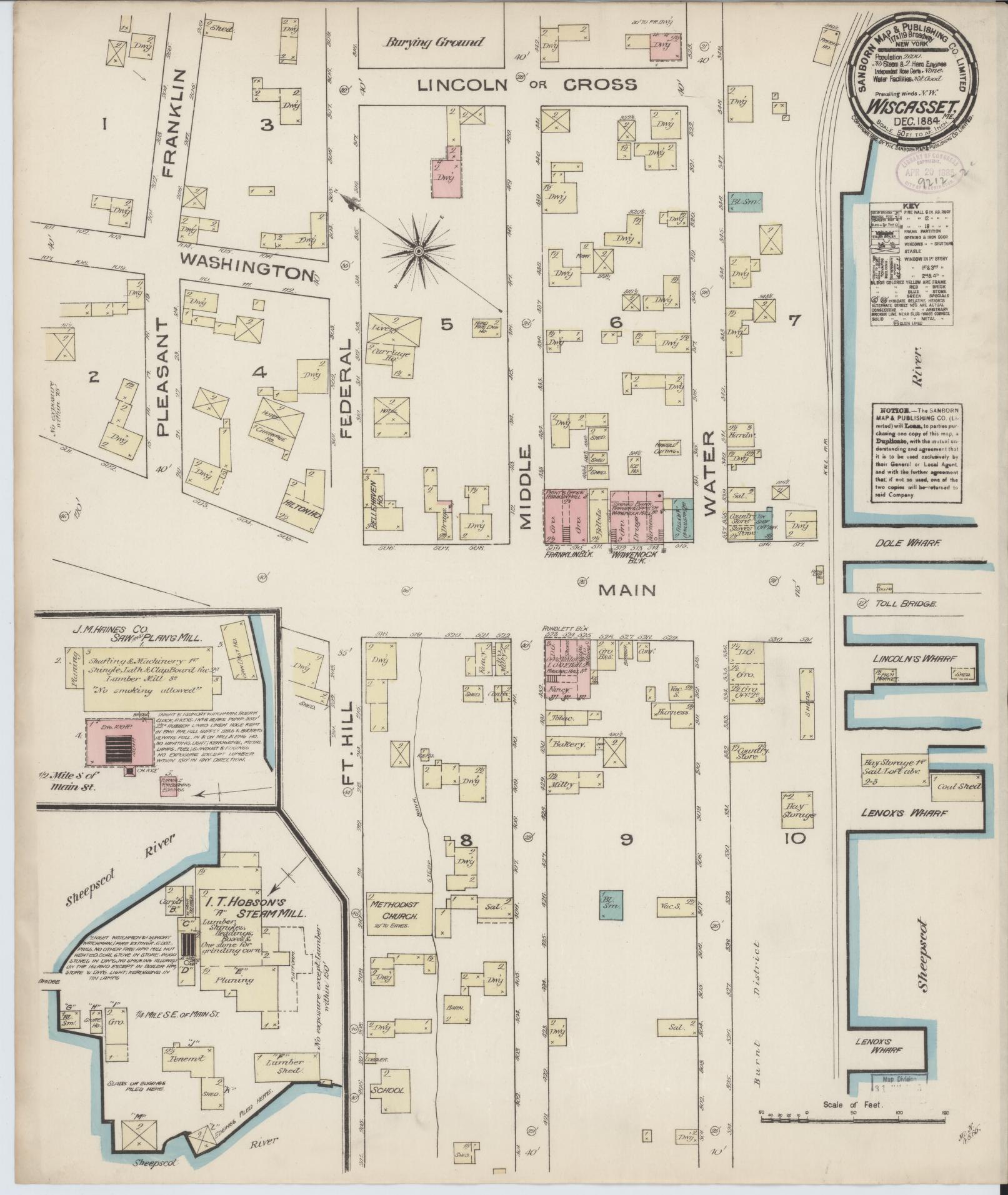 Sanborn Fire Insurance Map from Wiscasset, Lincoln County, Maine. (1884) – Historic Sanborn Fire Insurance Map Print