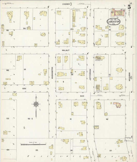 Sanborn Fire Insurance Map from Lancaster, Grant County, Wisconsin (1912), Sheet #0005 - Historic Sanborn Fire Insurance Map Print, vintage old map wall art, antique decor, genealogy gift, Wisconsin Wisconsin map