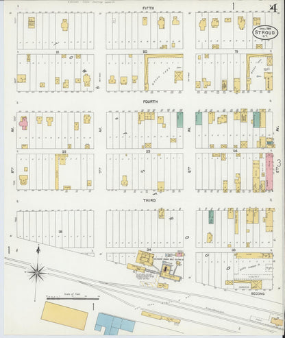 Sanborn Fire Insurance Map from Stroud, Lincoln County, Oklahoma (1904), Sheet #0004 - Complete Map Set gallery image, historic Sanborn map, vintage wall art, Oklahoma Oklahoma