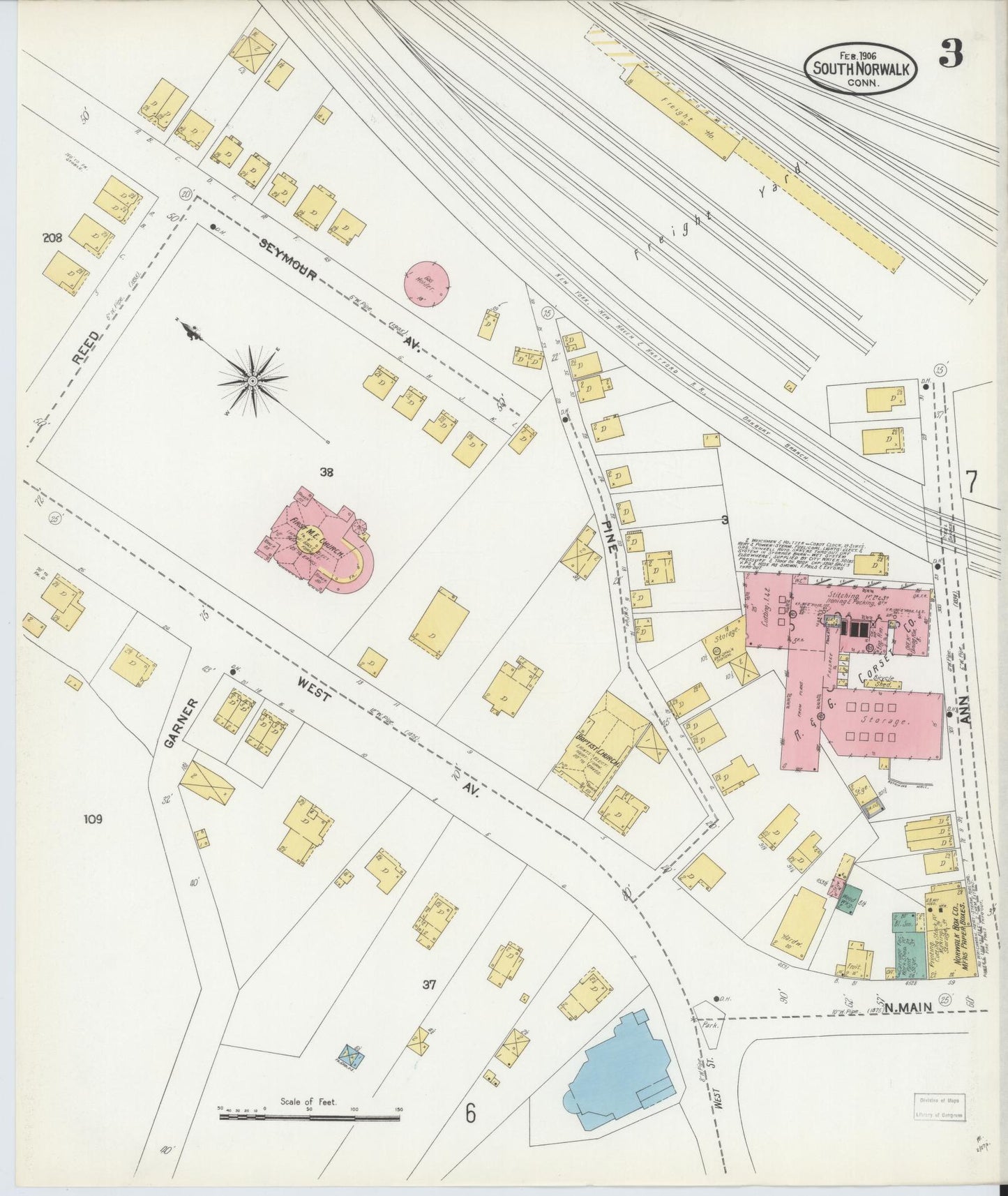 Sanborn Fire Insurance Map from South Norwalk, Fairfield County, Connecticut (1906), Sheet #0003 - Complete Map Set gallery image, historic Sanborn map, vintage wall art, Connecticut Connecticut