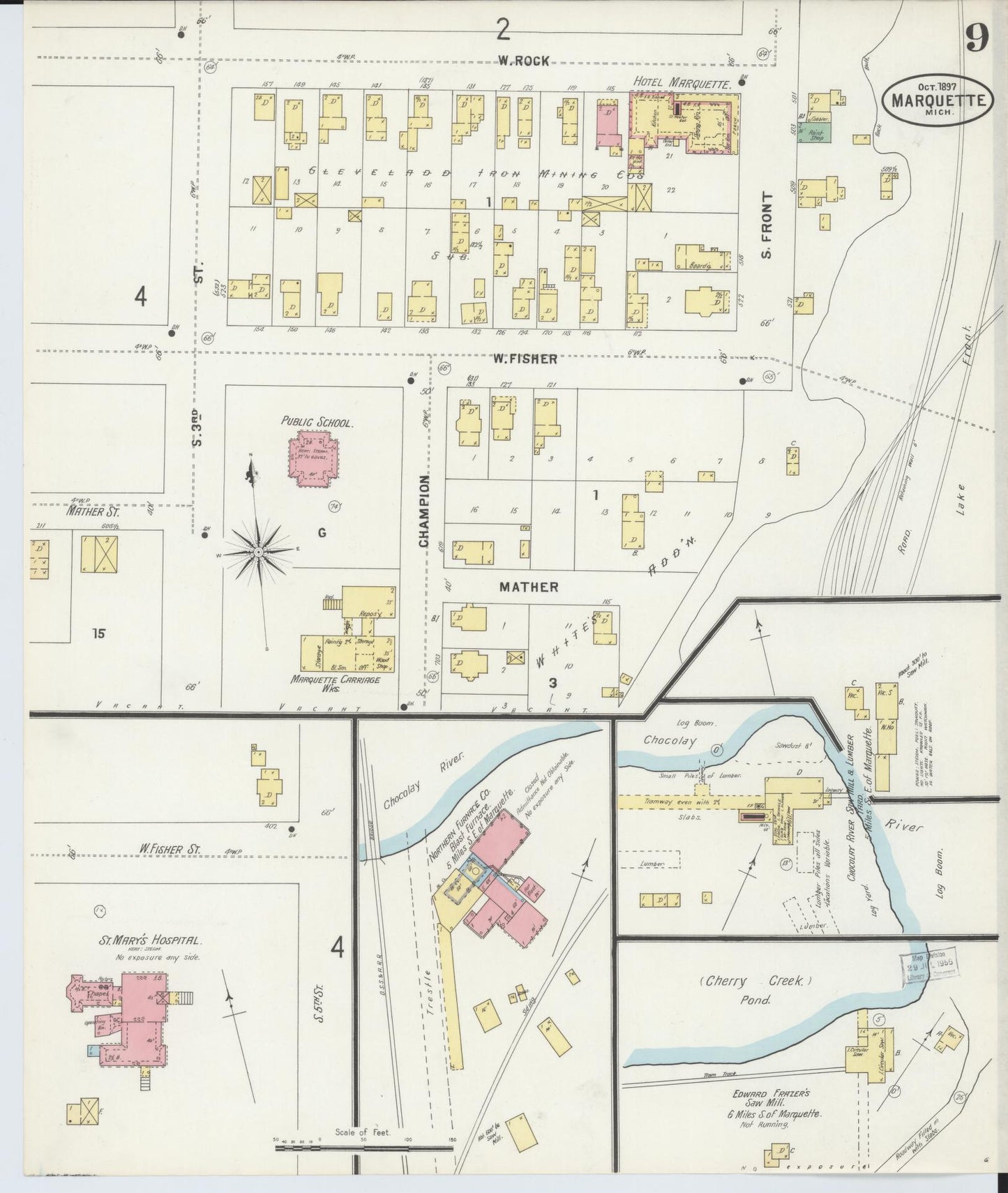 Sanborn Fire Insurance Map from Marquette, Marquette County, Michigan (1897), Sheet #0009 - Complete Map Set gallery image, historic Sanborn map, vintage wall art, Michigan Michigan