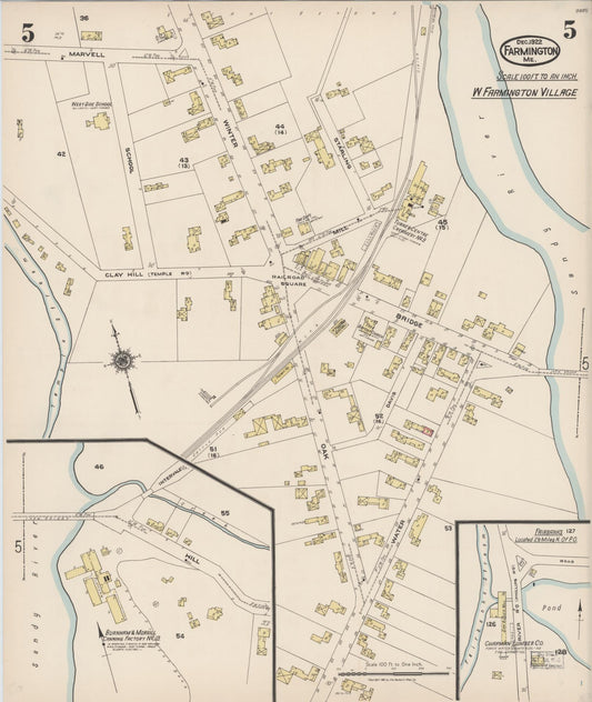 Sanborn Fire Insurance Map from Farmington, Franklin County, Maine (1922), Sheet #0005 - Historic Sanborn Fire Insurance Map Print, vintage old map wall art, antique decor, genealogy gift, Maine Maine map