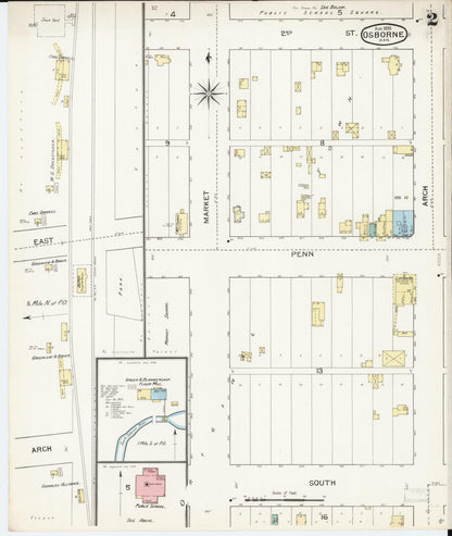 Sanborn Fire Insurance Map from Osborne, Osborne County, Kansas (1893), Sheet #0002 - Complete Map Set gallery image, historic Sanborn map, vintage wall art, Kansas Kansas