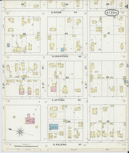Sanborn Fire Insurance Map from Dixon, Lee County, Illinois (1891), Sheet #0004 - Complete Map Set gallery image, historic Sanborn map, vintage wall art, Illinois Illinois