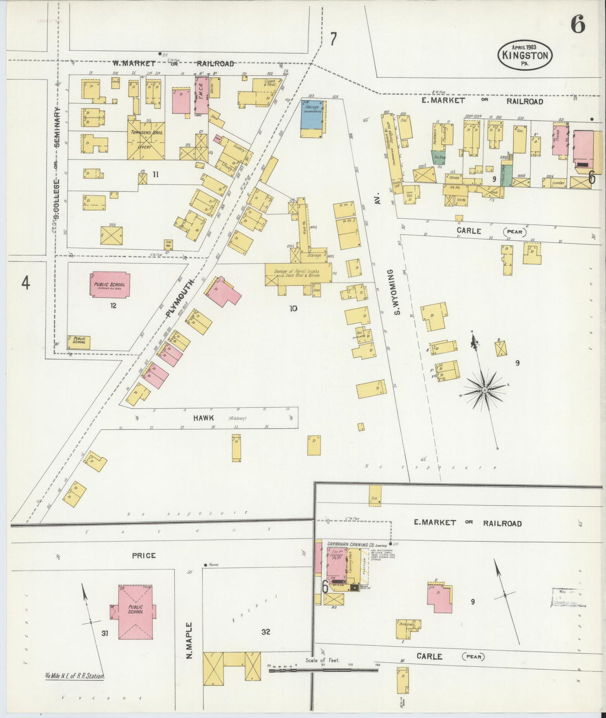 Sanborn Fire Insurance Map from Kingston, Luzerne County, Pennsylvania (1903), Sheet #0006 - Complete Map Set gallery image, historic Sanborn map, vintage wall art, Pennsylvania Pennsylvania