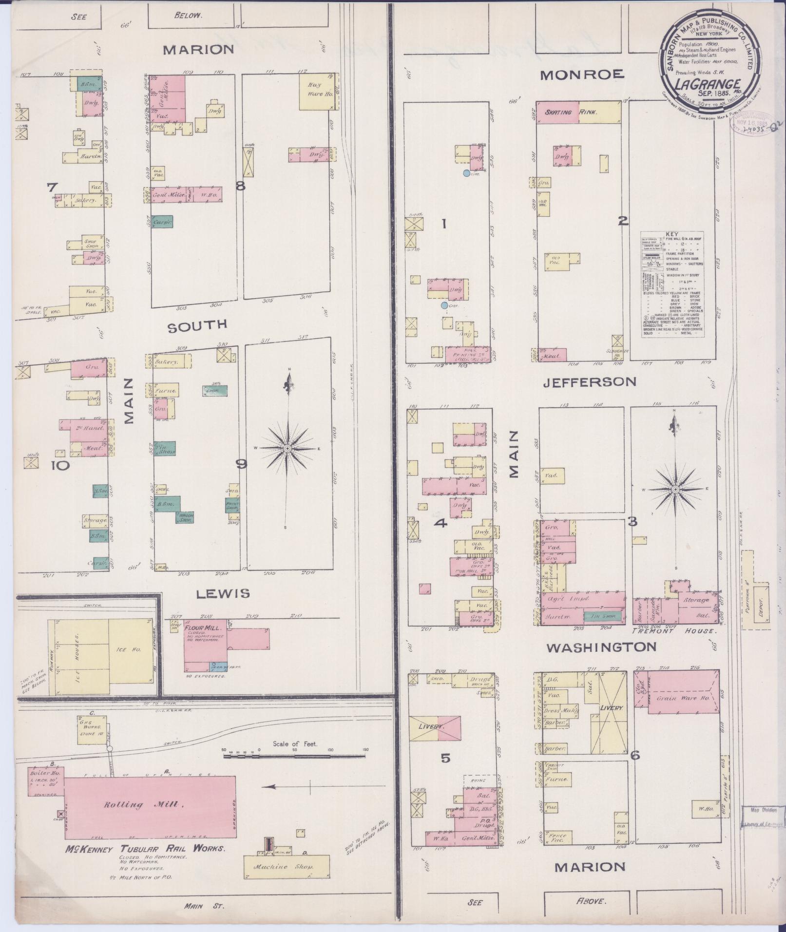 Sanborn Fire Insurance Map from La Grange, Lewis County, Missouri (1885), Sheet #0001 - Historic Sanborn Fire Insurance Map Print, vintage old map wall art, antique decor, genealogy gift, Missouri Missouri map