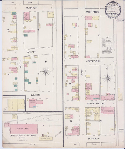 Sanborn Fire Insurance Map from La Grange, Lewis County, Missouri (1885), Sheet #0001 - Historic Sanborn Fire Insurance Map Print, vintage old map wall art, antique decor, genealogy gift, Missouri Missouri map