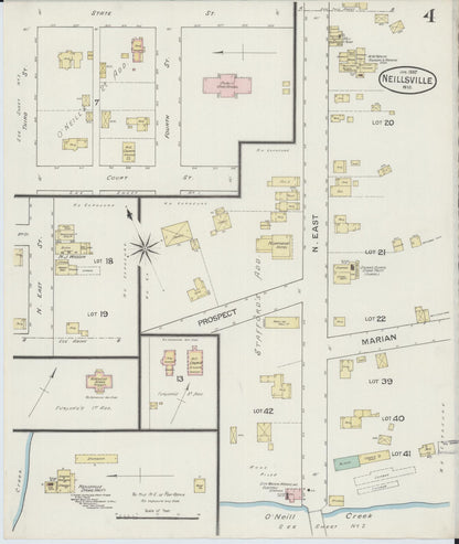 Sanborn Fire Insurance Map from Neillsville, Clark County, Wisconsin (1887), Sheet #0004 - Complete Map Set gallery image, historic Sanborn map, vintage wall art, Wisconsin Wisconsin
