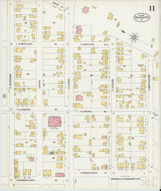 Sanborn Fire Insurance Map from Rochester, Beaver County, Pennsylvania (1903), Sheet #0011 - Historic Sanborn Fire Insurance Map Print, vintage old map wall art, antique decor, genealogy gift, Pennsylvania Pennsylvania map