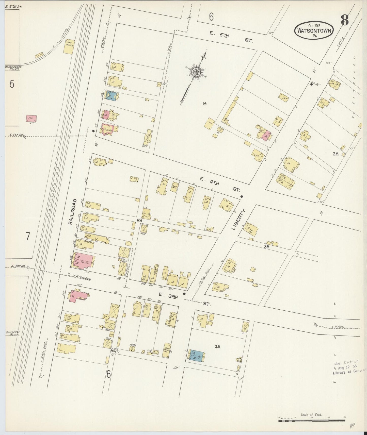 Sanborn Fire Insurance Map from Watsontown, Northumberland County, Pennsylvania (1912), Sheet #0008 - Complete Map Set gallery image, historic Sanborn map, vintage wall art, Pennsylvania Pennsylvania