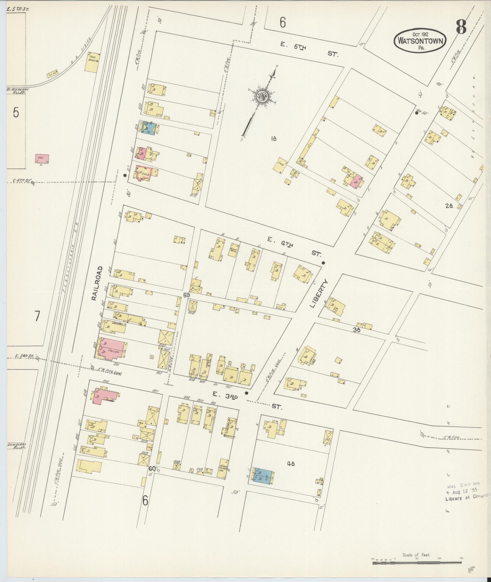 Sanborn Fire Insurance Map from Watsontown, Northumberland County, Pennsylvania (1912), Sheet #0008 - Complete Map Set gallery image, historic Sanborn map, vintage wall art, Pennsylvania Pennsylvania