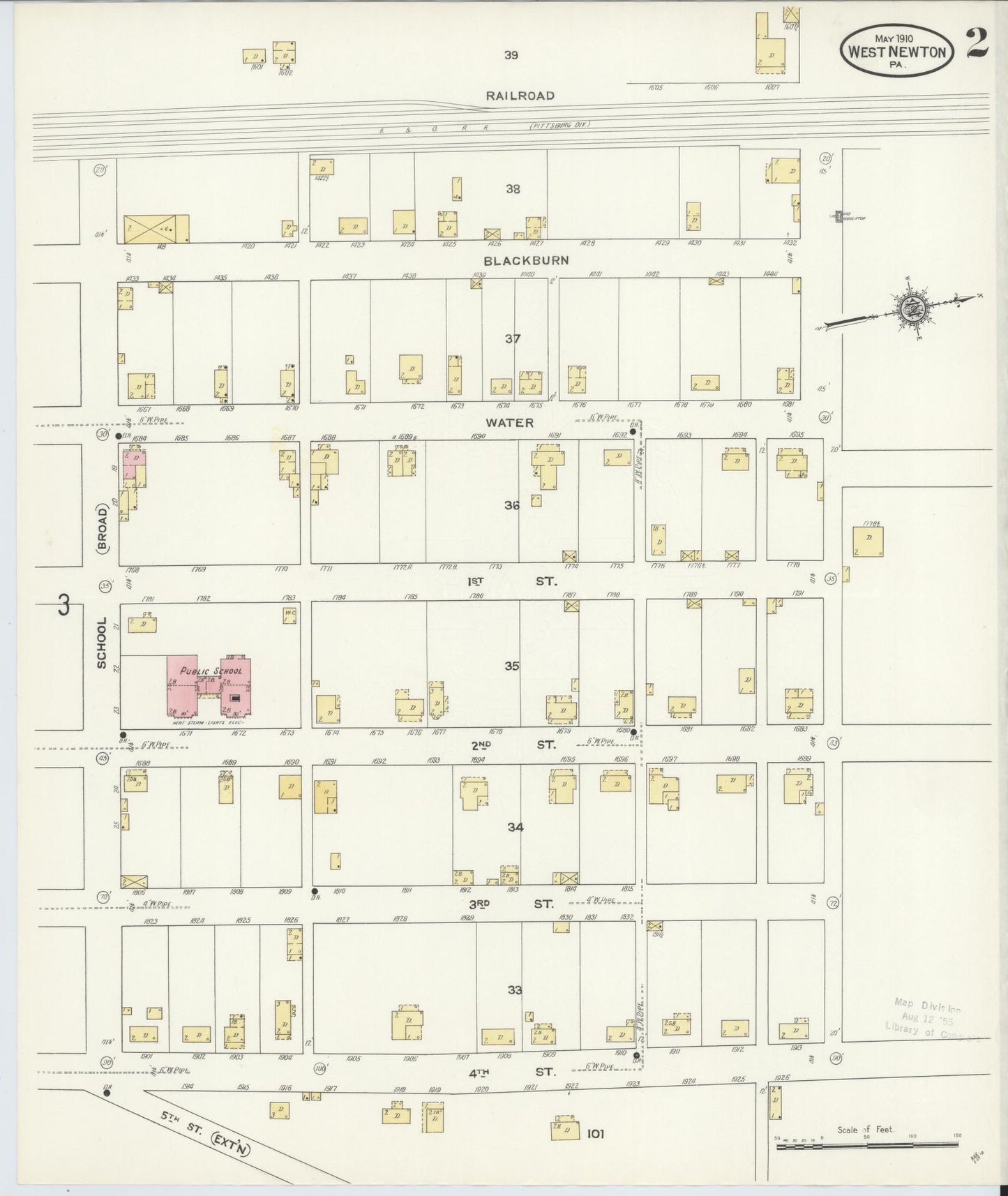 Sanborn Fire Insurance Map from West Newton, Westmoreland County, Pennsylvania (1910), Sheet #0002 - Complete Map Set gallery image, historic Sanborn map, vintage wall art, Pennsylvania Pennsylvania