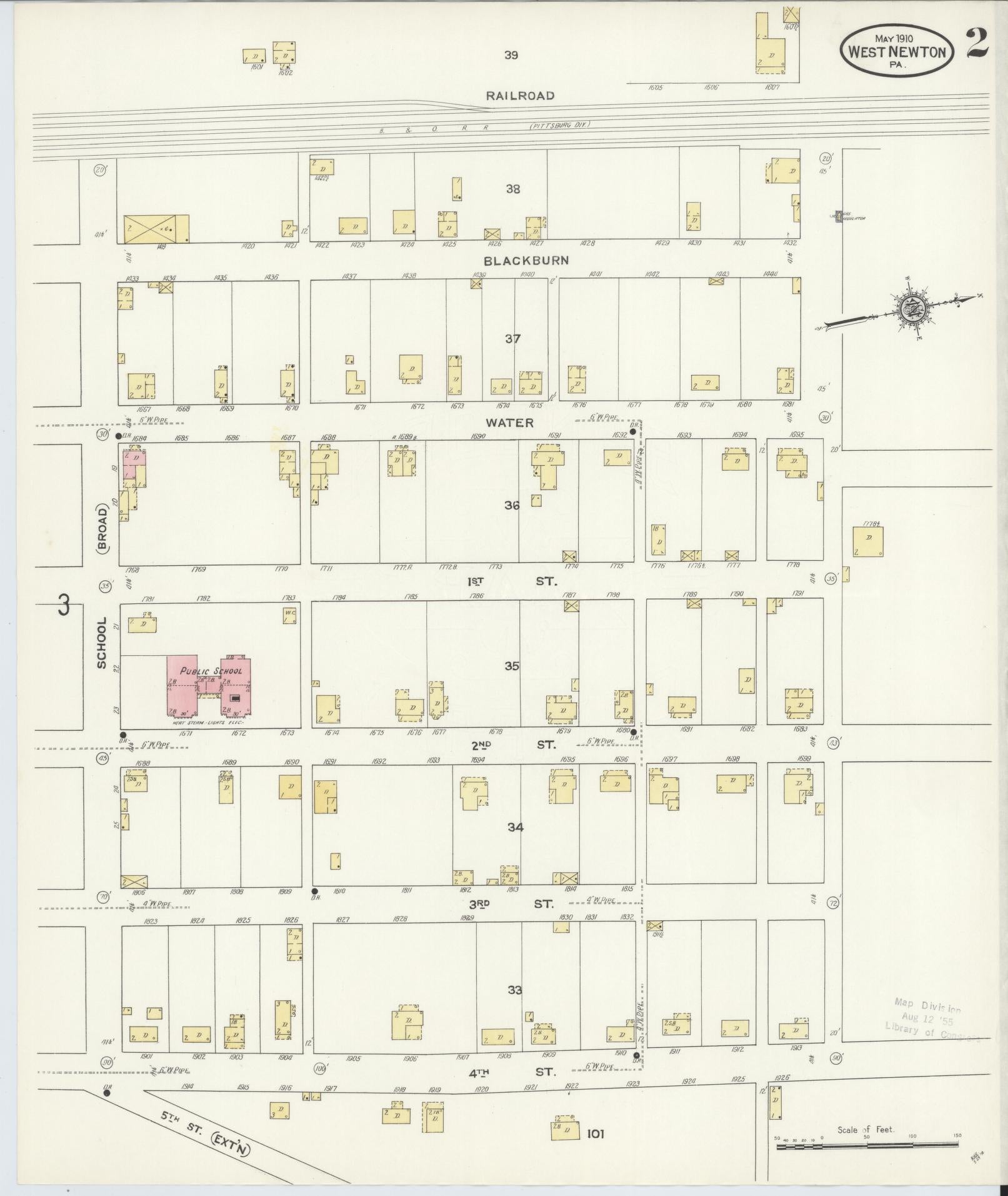 Sanborn Fire Insurance Map from West Newton, Westmoreland County, Pennsylvania (1910), Sheet #0002 - Complete Map Set gallery image, historic Sanborn map, vintage wall art, Pennsylvania Pennsylvania