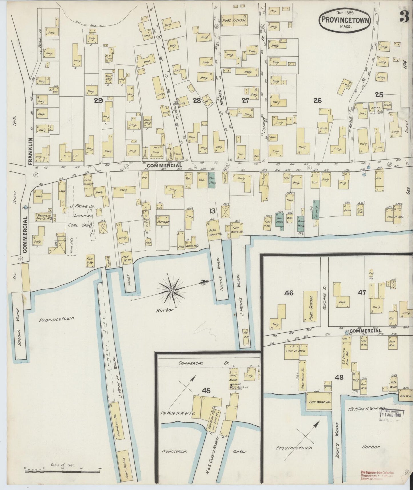Sanborn Fire Insurance Map from Provincetown, Barnstable County, Massachusetts (1889), Sheet #0003 - Complete Map Set gallery image, historic Sanborn map, vintage wall art, Massachusetts Massachusetts