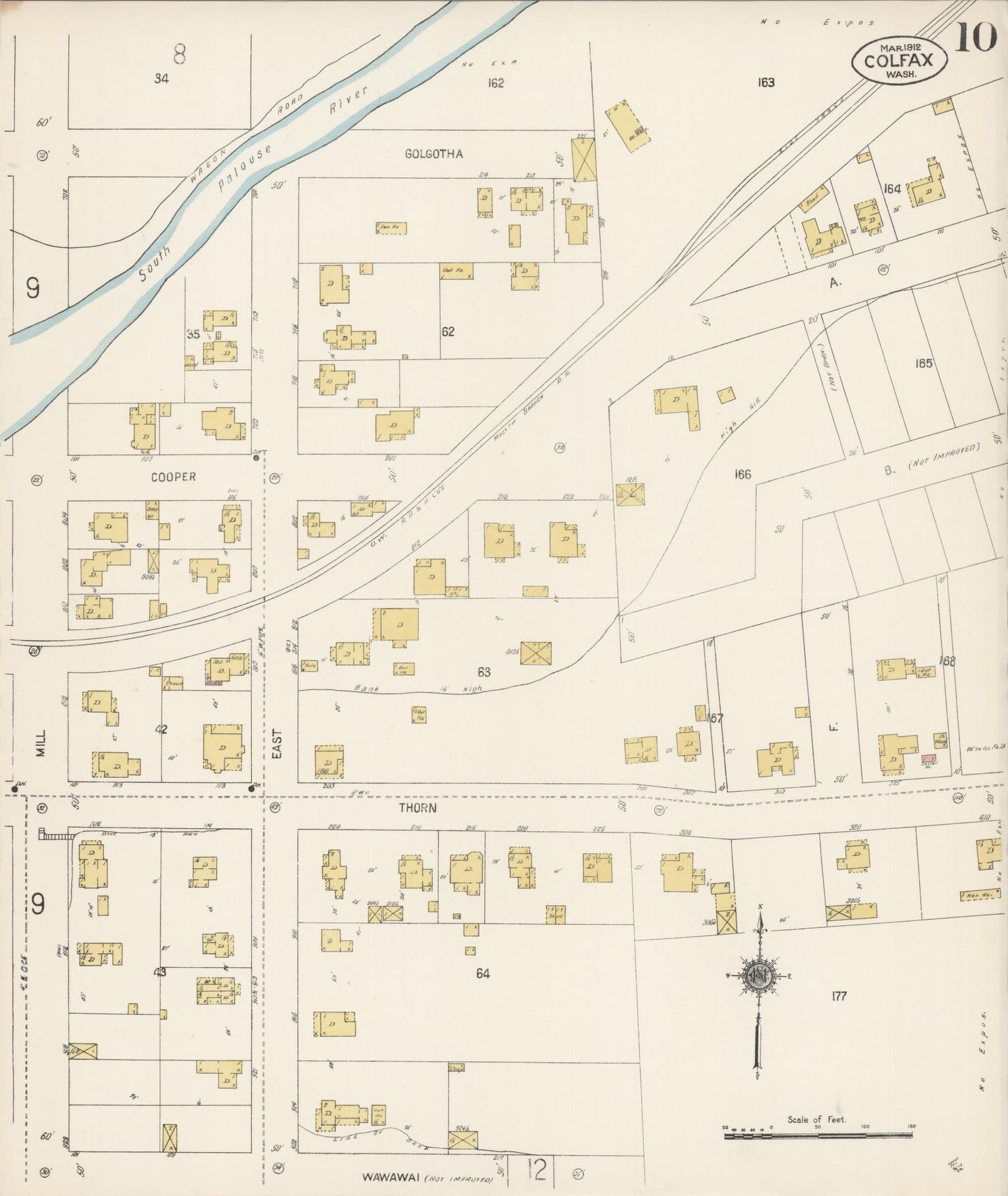 Sanborn Fire Insurance Map from Colfax, Whitman County, Washington (1912), Sheet #0010 - Complete Map Set gallery image, historic Sanborn map, vintage wall art, Washington Washington