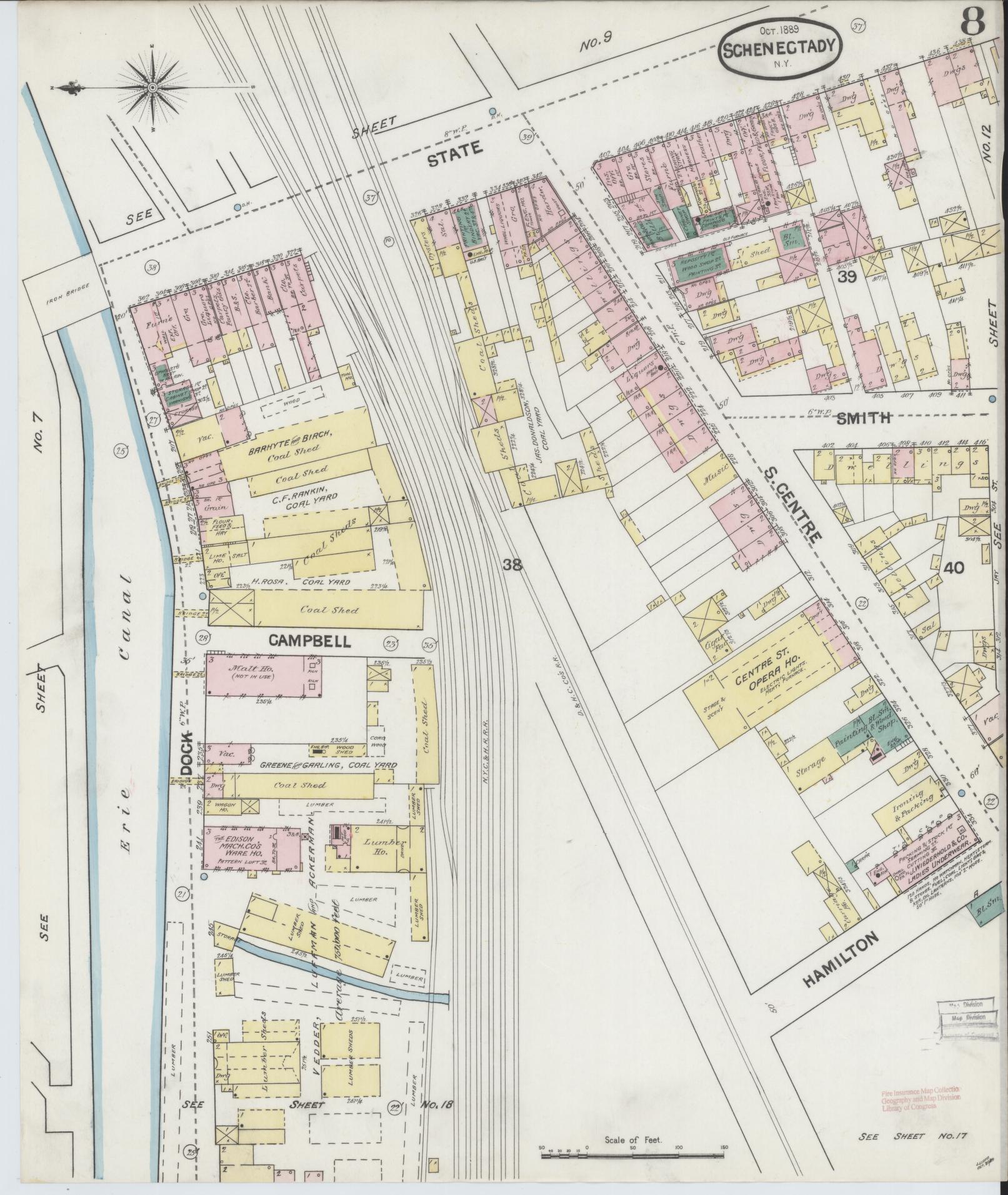 Sanborn Fire Insurance Map from Schenectady, Schenectady County, New York (1889), Sheet #0008 - Complete Map Set gallery image, historic Sanborn map, vintage wall art, New York New York