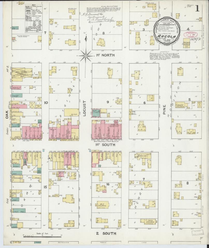 Sanborn Fire Insurance Map from Arcola, Douglas County, Illinois. (1892) – Map View