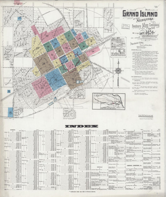 Sanborn Fire Insurance Map from Grand Island, Hall County, Nebraska (1924), Sheet #0001 - Complete Map Set gallery image, historic Sanborn map, vintage wall art, Nebraska Nebraska