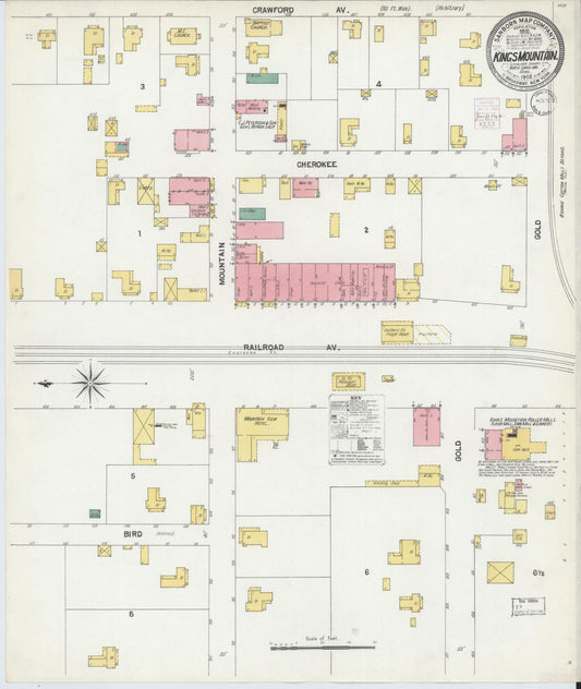 Sanborn Fire Insurance Map from Kings Mountain, Cleveland County, North Carolina (1902), Sheet #0001 - Historic Sanborn Fire Insurance Map Print, vintage old map wall art, antique decor, genealogy gift, North Carolina North Carolina map