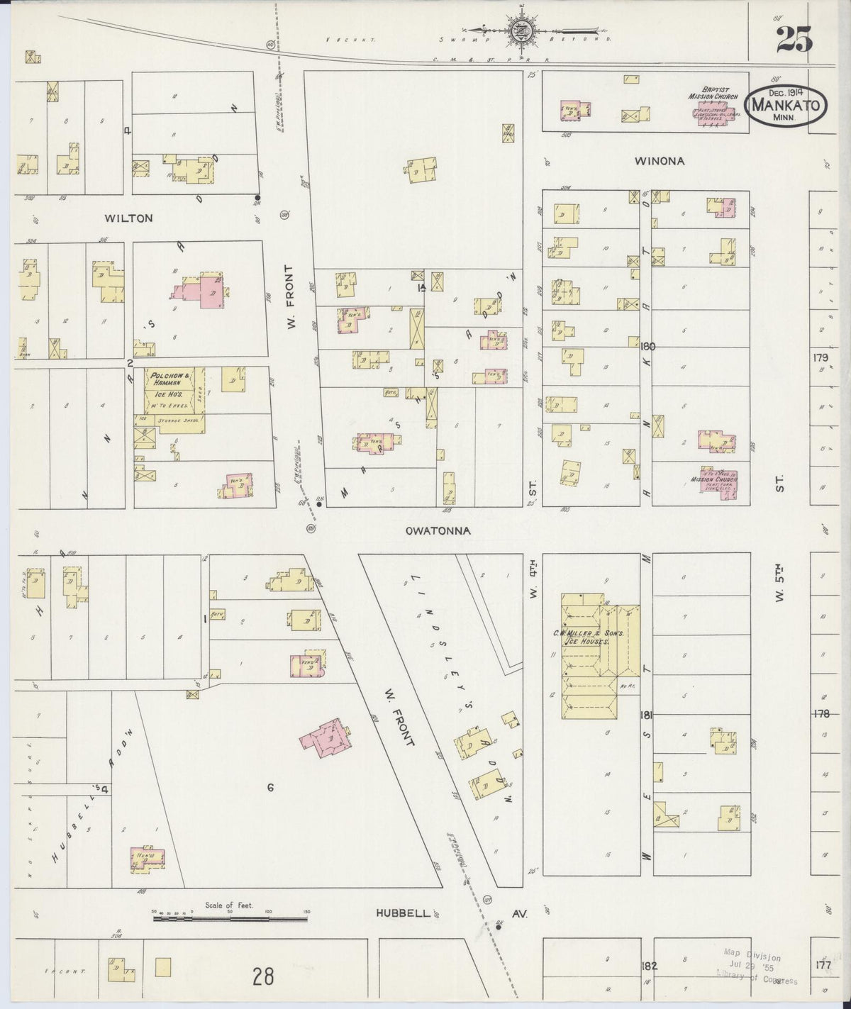 Sanborn Fire Insurance Map from Mankato, Blue Earth County, Minnesota (1914), Sheet #0025 - Historic Sanborn Fire Insurance Map Print, vintage old map wall art, antique decor, genealogy gift, Minnesota Minnesota map