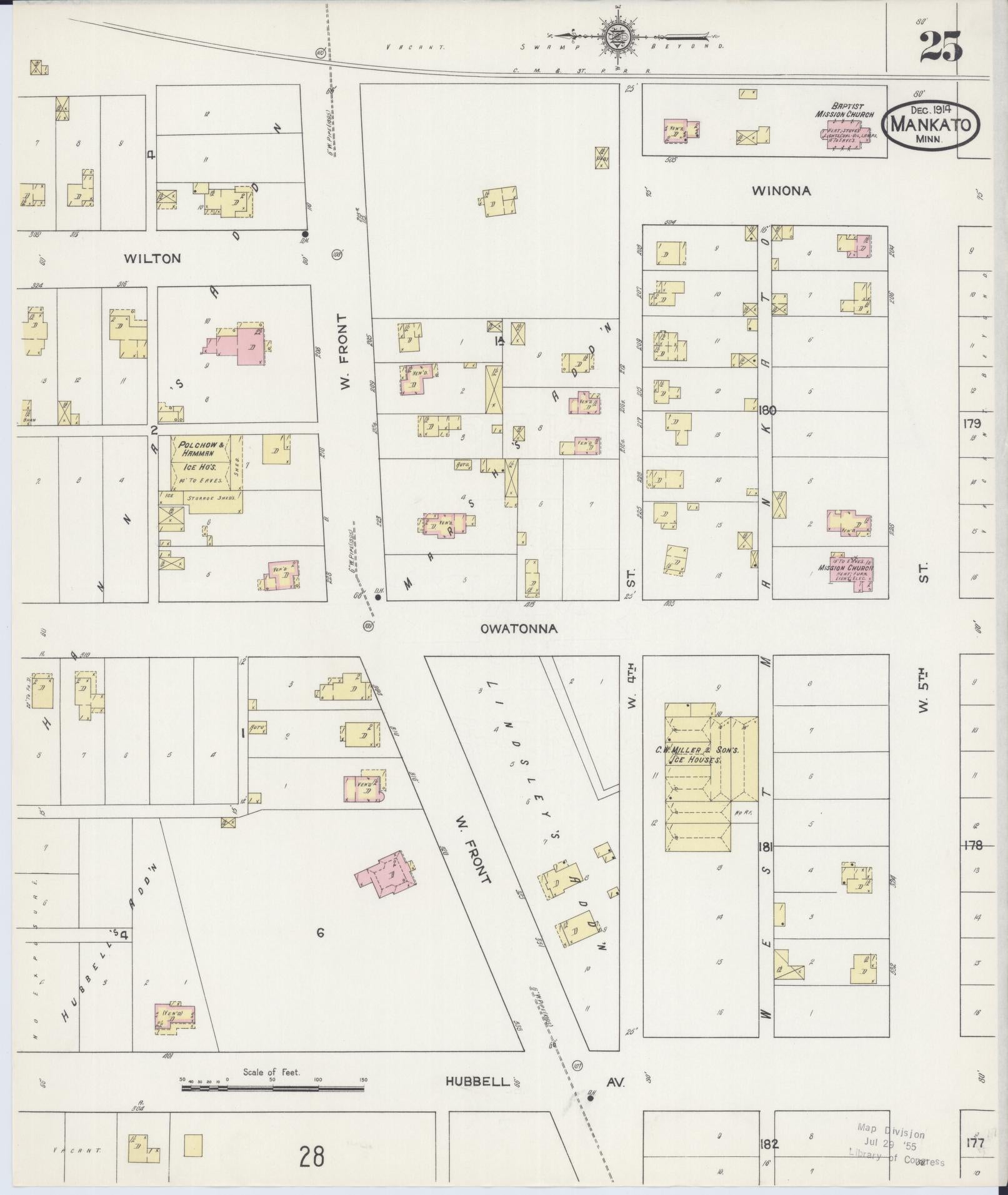 Sanborn Fire Insurance Map from Mankato, Blue Earth County, Minnesota (1914), Sheet #0025 - Historic Sanborn Fire Insurance Map Print, vintage old map wall art, antique decor, genealogy gift, Minnesota Minnesota map