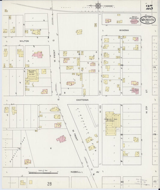 Sanborn Fire Insurance Map from Mankato, Blue Earth County, Minnesota (1914), Sheet #0025 - Historic Sanborn Fire Insurance Map Print, vintage old map wall art, antique decor, genealogy gift, Minnesota Minnesota map