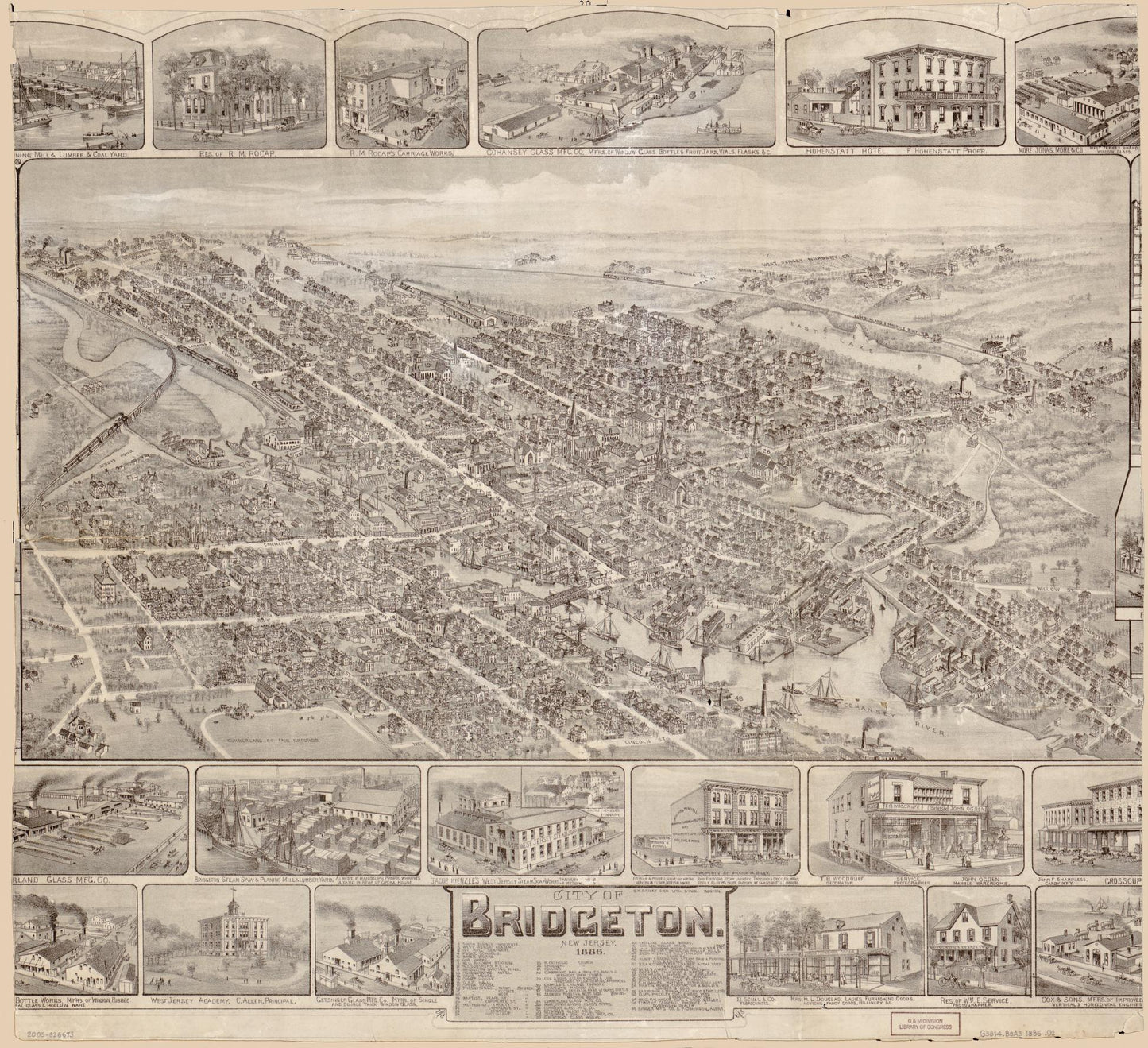 City of Bridgeton, New Jersey, 1886. (1886) – Historic Bird’s-Eye View Panorama Print