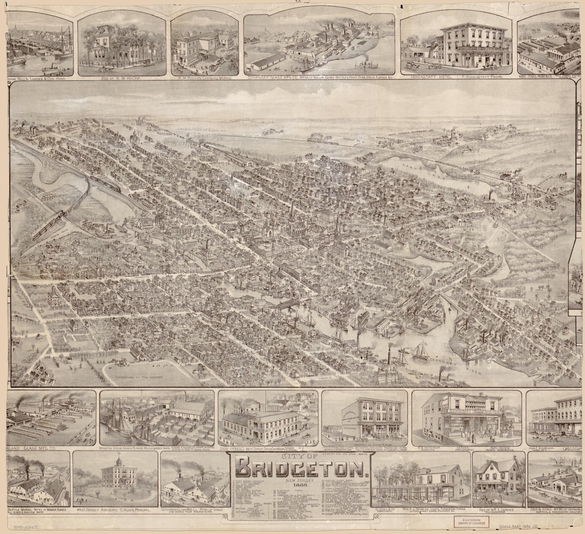 City of Bridgeton, New Jersey, 1886. (1886) – Historic Bird’s-Eye View Panorama Print