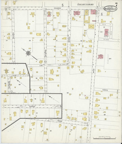 Sanborn Fire Insurance Map from Bishopville, Lee County, South Carolina (1916), Sheet #0007 - Complete Map Set gallery image, historic Sanborn map, vintage wall art, South Carolina South Carolina