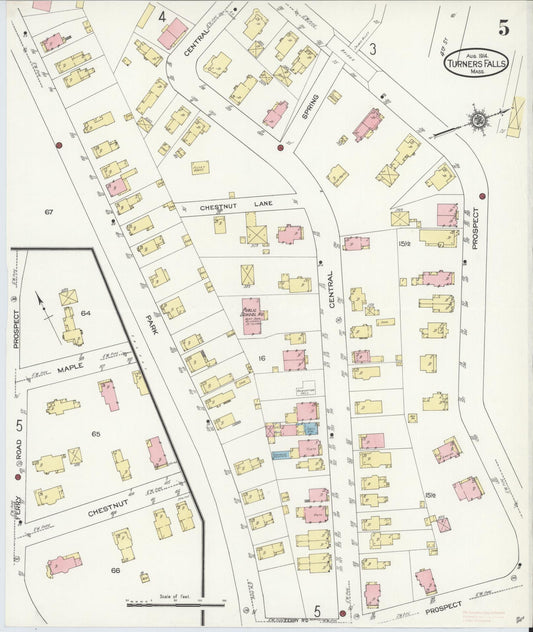 Sanborn Fire Insurance Map from Turners Falls, Franklin County, Massachusetts (1914), Sheet #0005 - Historic Sanborn Fire Insurance Map Print, vintage old map wall art, antique decor, genealogy gift, Massachusetts Massachusetts map