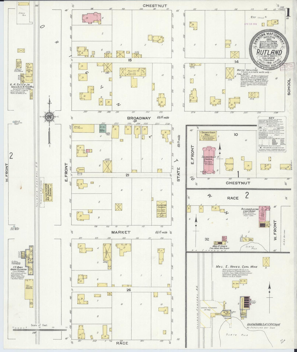 Sanborn Fire Insurance Map from Rutland, La Salle County, Illinois (1910), Sheet #0001 - Complete Map Set gallery image, historic Sanborn map, vintage wall art, Illinois Illinois