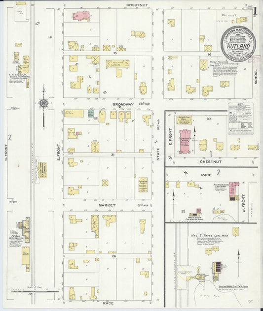 Sanborn Fire Insurance Map from Rutland, La Salle County, Illinois (1910), Sheet #0001 - Complete Map Set gallery image, historic Sanborn map, vintage wall art, Illinois Illinois