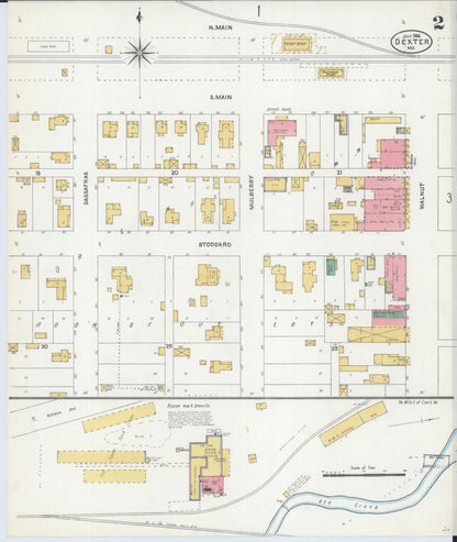 Sanborn Fire Insurance Map from Dexter, Stoddard County, Missouri (1906), Sheet #0002 - Complete Map Set gallery image, historic Sanborn map, vintage wall art, Missouri Missouri