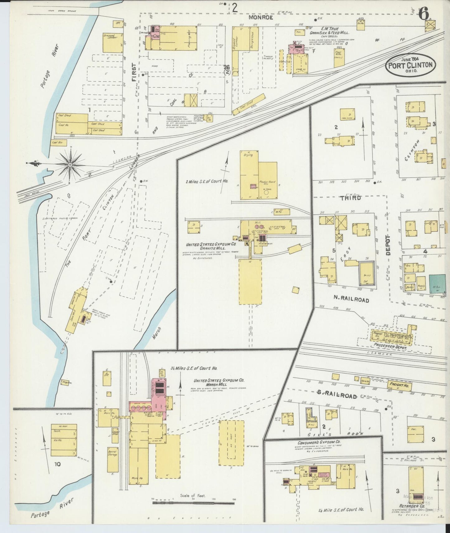 Sanborn Fire Insurance Map from Port Clinton, Ottawa County, Ohio (1904), Sheet #0006 - Historic Sanborn Fire Insurance Map Print, vintage old map wall art, antique decor, genealogy gift, Ohio Ohio map