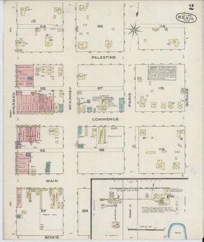 Sanborn Fire Insurance Map from Mexia, Limestone County, Texas (1885), Sheet #0002 - Complete Map Set gallery image, historic Sanborn map, vintage wall art, Texas Texas