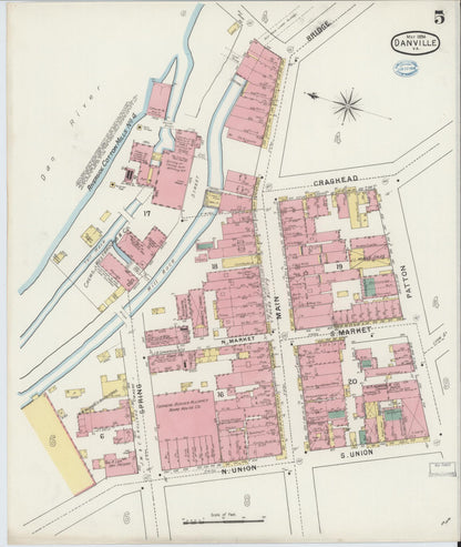 Sanborn Fire Insurance Map from Danville, Independent Cities, Virginia (1894), Sheet #0005 - Complete Map Set gallery image, historic Sanborn map, vintage wall art, Virginia Virginia