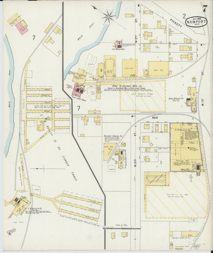 Sanborn Fire Insurance Map from Newport, Jackson County, Arkansas (1896), Sheet #0007 - Complete Map Set gallery image, historic Sanborn map, vintage wall art, Arkansas Arkansas