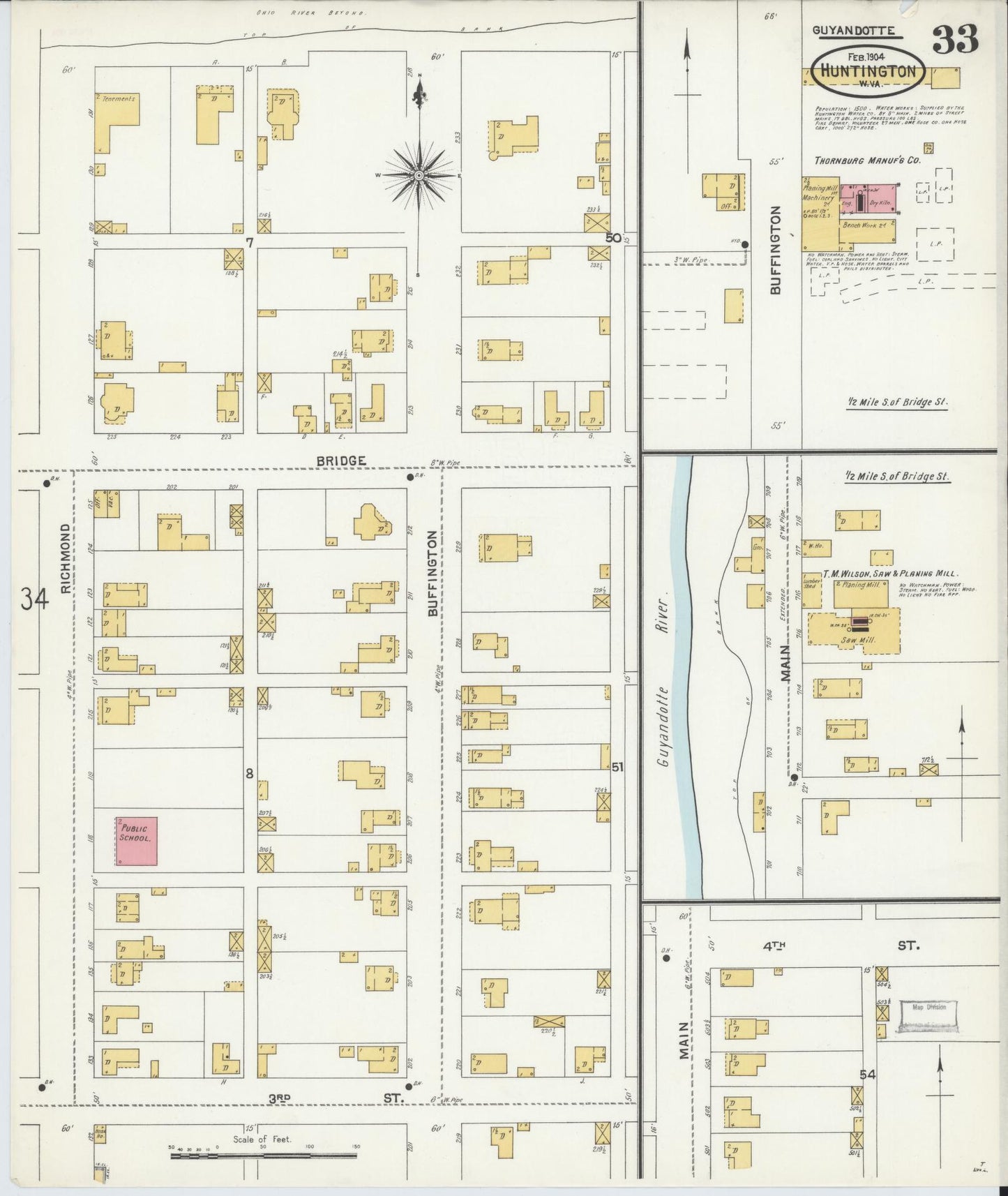 Sanborn Fire Insurance Map from Huntington, Cabell County, West Virginia (1904), Sheet #0033 - Complete Map Set gallery image, historic Sanborn map, vintage wall art, West Virginia West Virginia