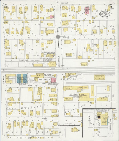 Sanborn Fire Insurance Map from Saint Paris, Champaign County, Ohio (1927), Sheet #0005 - Historic Sanborn Fire Insurance Map Print, vintage old map wall art, antique decor, genealogy gift, Ohio Ohio map