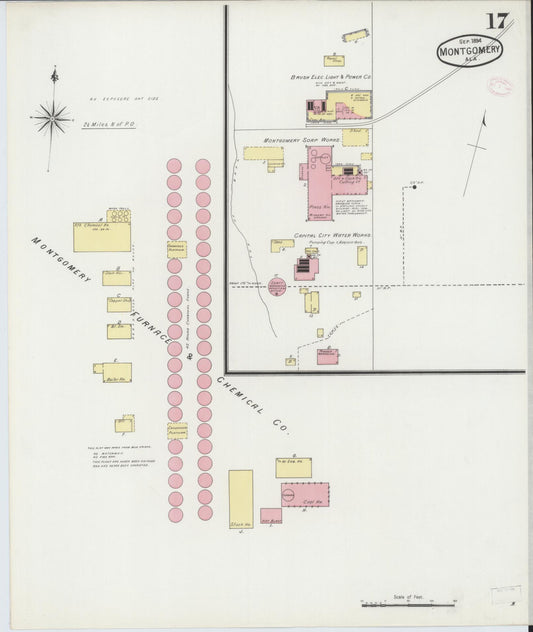 Sanborn Fire Insurance Map from Montgomery, Montgomery County, Alabama (1894), Sheet #0017 - Historic Sanborn Fire Insurance Map Print, vintage old map wall art, antique decor, genealogy gift, Alabama Alabama map