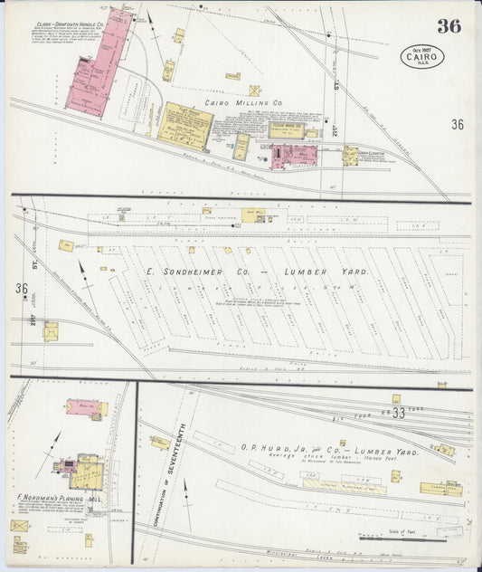 Sanborn Fire Insurance Map from Cairo, Alexander County, Illinois (1907), Sheet #0036 - Historic Sanborn Fire Insurance Map Print, vintage old map wall art, antique decor, genealogy gift, Illinois Illinois map