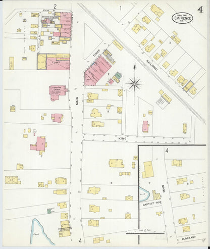 Sanborn Fire Insurance Map from Eminence, Henry County, Kentucky (1908), Sheet #0004 - Complete Map Set gallery image, historic Sanborn map, vintage wall art, Kentucky Kentucky